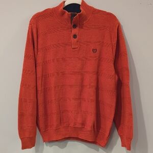 Chaps Orange Sweater‎ Button Neck size Large
